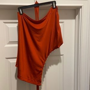 Cache off the shoulder asymmetrical top